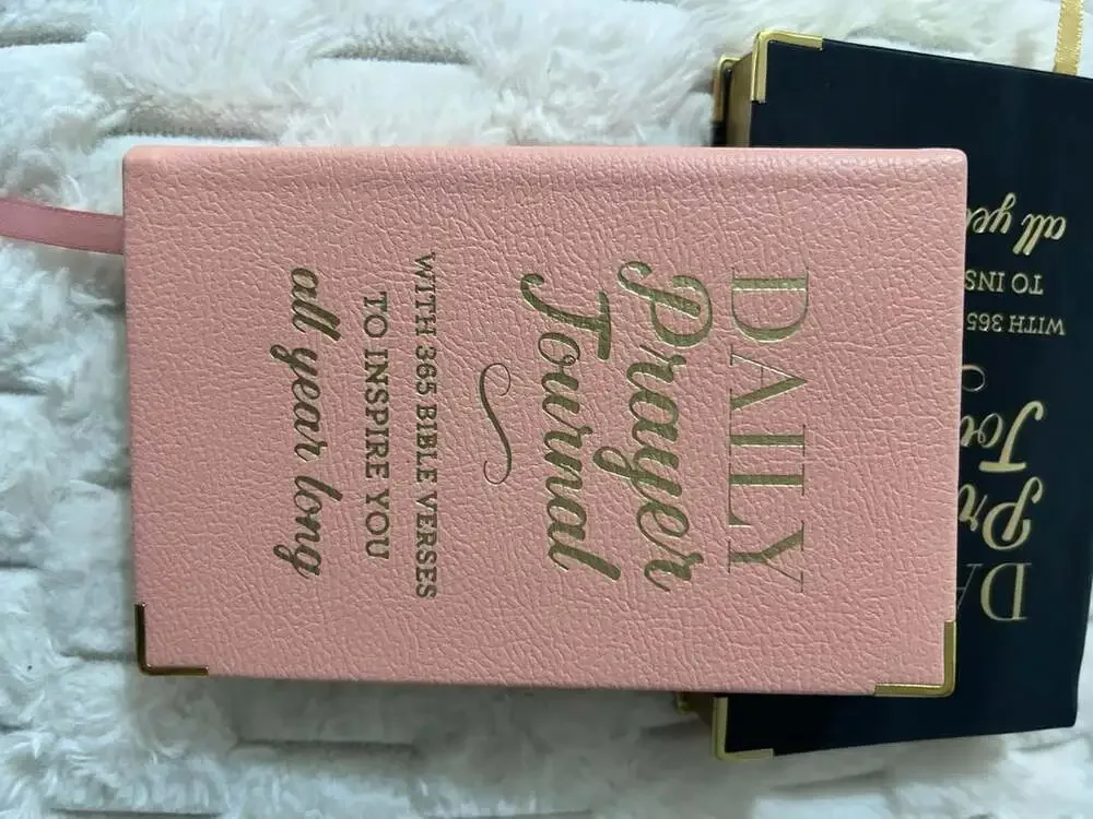 Daily Prayer Journal with 365 Bible Verses Pink Faux Leather Journal